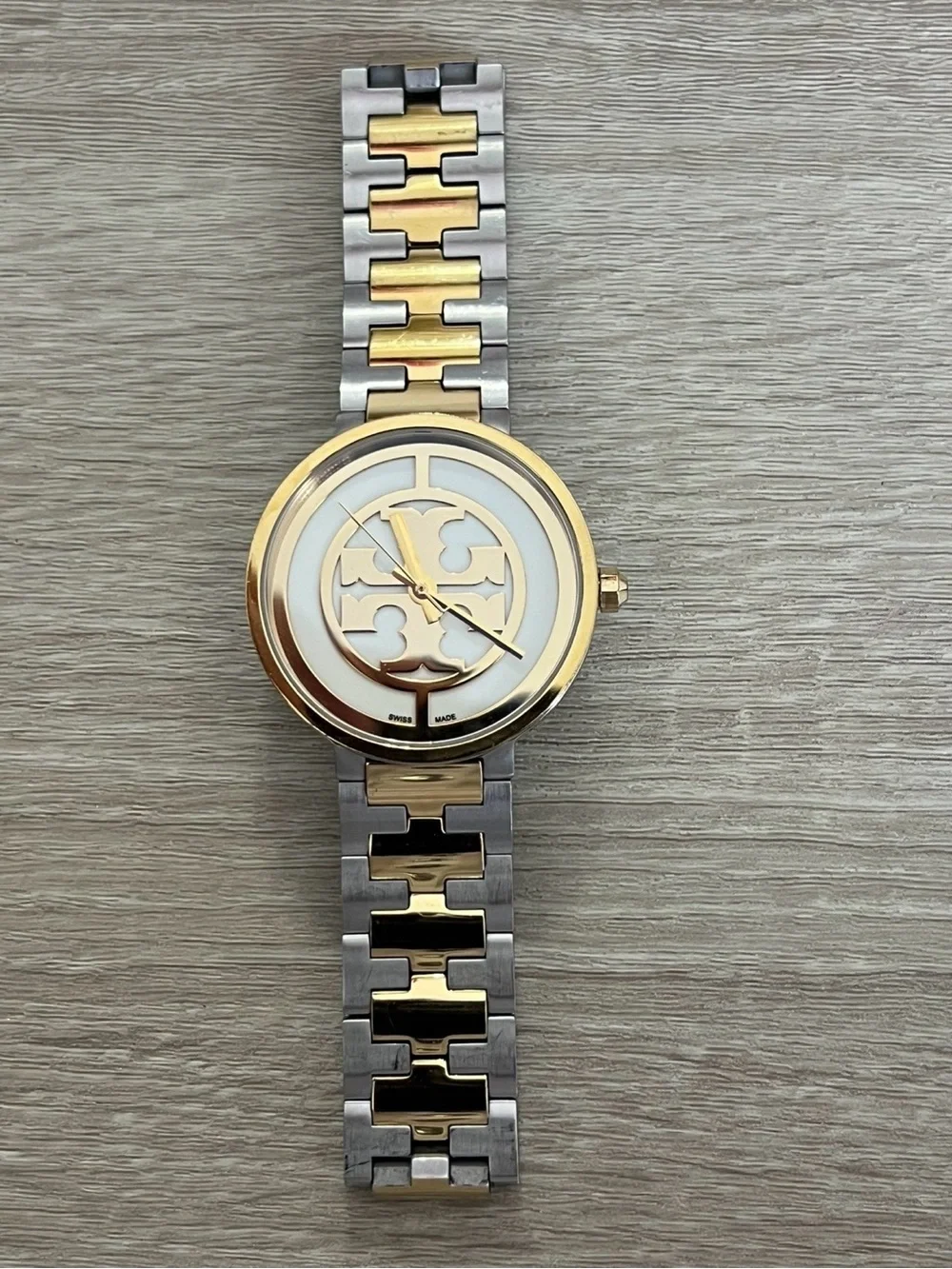 Tory Burch Two-Tone Gold and Silver Reva Bracelet Watch